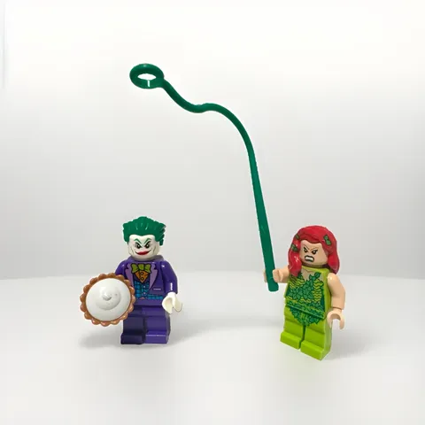 Lego Minifigure Poison Ivy Hair Over Shoulder & Jokerland Joker With Pie