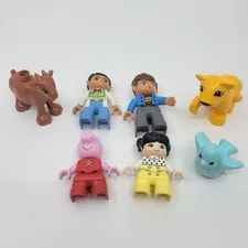 Lego DUPLO Lot of People & Animal Figures - 7 Pieces - Blue Bird, Goat, Lion Cub