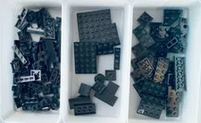 Lego Black Lot of 75 Brick Blocks Flats 1x2 1x4 1x6 4x4 2x6 2x4 2x2 