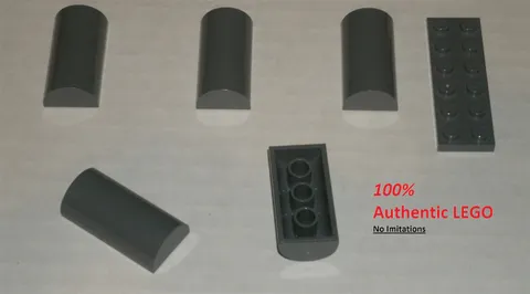 LEGO NEW 2x4 Dark Stone Grey Brick with Curved Top (5x) 4590786 Brick 6192