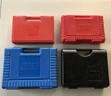 4 Vintage 1984/85/97 LEGO Brick Storage Carrying Project Red Black Blue Case