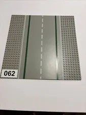 Vintage LEGO Gray Platform Base Plate Straight Road White Sidelines