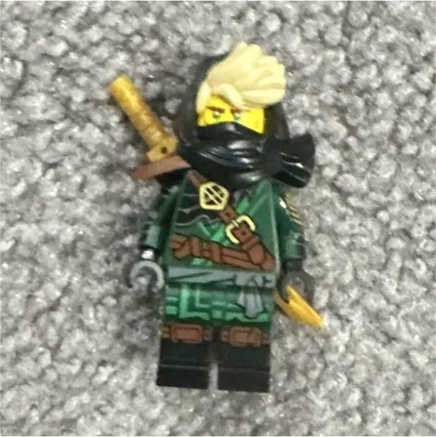 LEGO NINJAGO Lloyd Green Ninja Minifigure Black Hood Mask with Sword 1pc