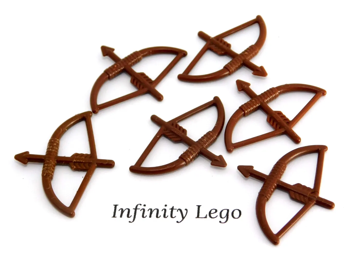 6 LEGO Reddish Brown Minifigure Weapon Bow, Longbow with Arrow Castle 4499 61537