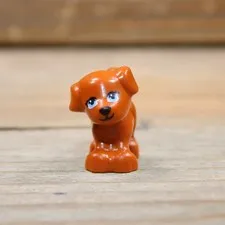LEGO Dark Orange Dog Puppy Standing Light Blue Eyes Dark Orange 34010pb09