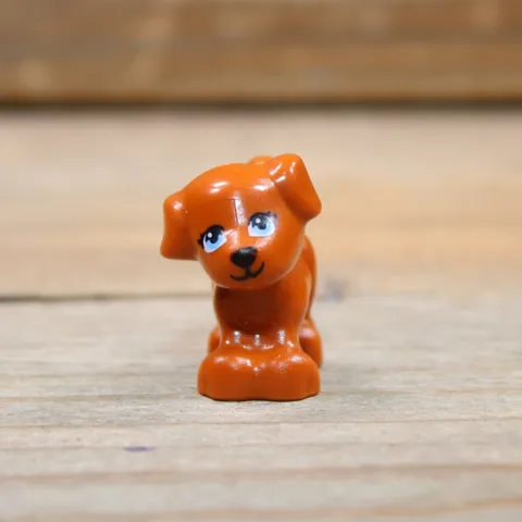 LEGO Dark Orange Dog Puppy Standing Light Blue Eyes Dark Orange 34010pb09