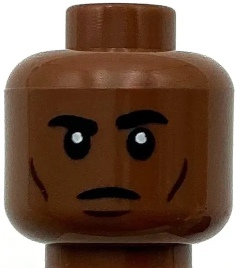 Lego New Reddish Brown Minifigure Head Cheek Lines Stern Look Piece
