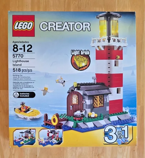 LEGO Creator Lighthouse Island 5770 3-in-1 Light Brick 518pc Set Box 8-12
