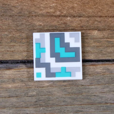 LEGO Minecraft White Tile 2 x 2 Pixelated Gray Turquoise Squares 3068pb2328