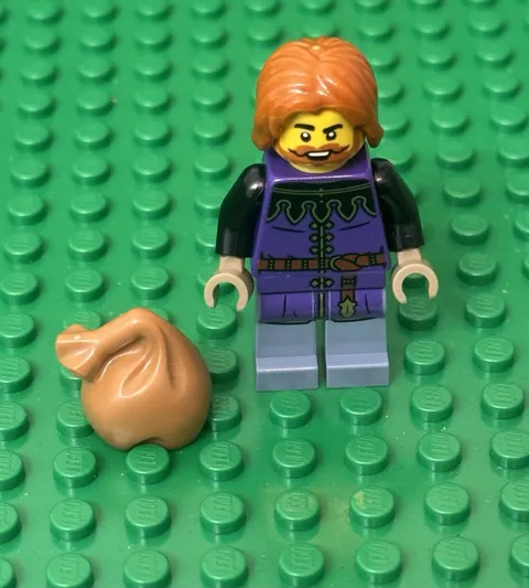 Lego Medieval Castle Tax Collector Mini Figure With Medium Nougat Sack Bag