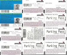 Legoland California collection of 20 tickets, passes, drivers licenses; no value