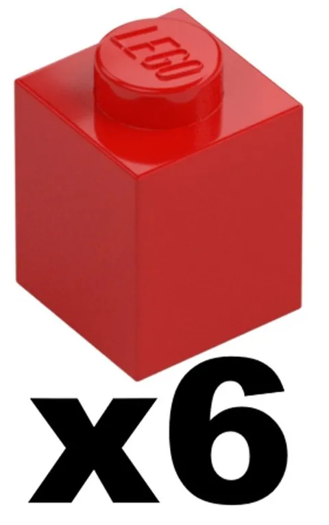 Lego New Mosaic Part 3005 - Qty 6 - BRICK Red 1 x 1 Stud Pieces D931