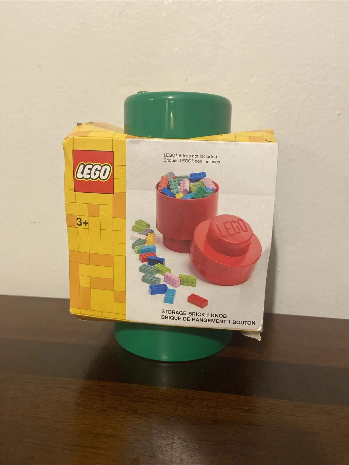 7” LEGO Round Storage Brick 1 Knob Single Stud Green Organizer Project Case Tub
