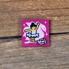 LEGO Vidiyo Magenta Tile 2 x 2 BeatBit Album Cover Ballerina and Swan 3068pb1542