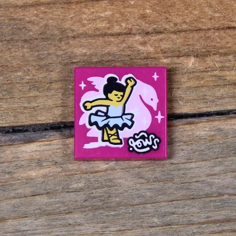 LEGO Vidiyo Magenta Tile 2 x 2 BeatBit Album Cover Ballerina and Swan 3068pb1542