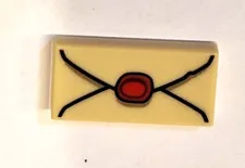 LEGO Harry Potter 6299836 Tile 1 x 2 Tan Envelope w/ Wax Seal Pattern