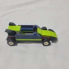 Lego blue and lime green race car from the LEGO City Race Car(30640)