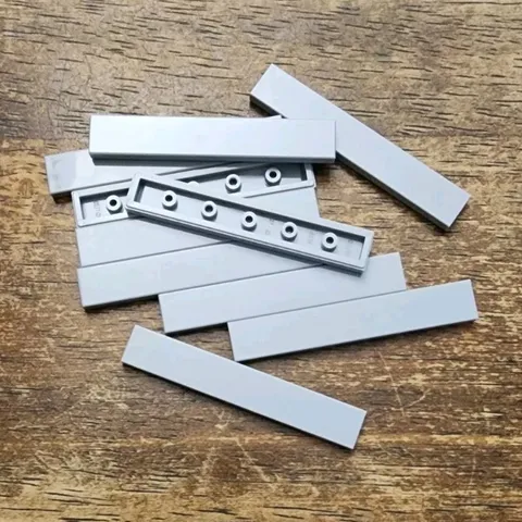 LEGO Light Bluish Gray 1 X 6 Tile. QTY 10 Part No. 6636.
