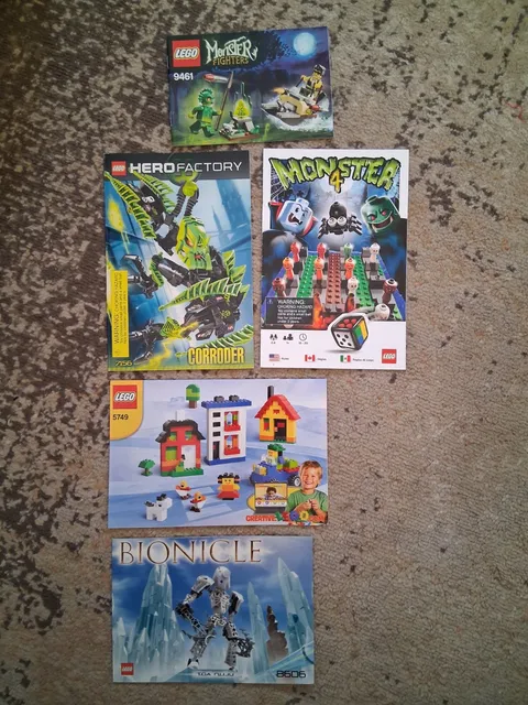 LEGO Instruction Manual Lot Bionicle Hero Factory Monster Fighters Creator 5 Bks