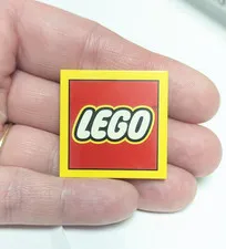 NEW Lego 4x4 Printed Logo Tile - Yellow Red - Large Pattern - Authentic 60040