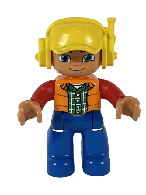 Lego Duplo AIRPLANE PILOT MAN WORKER Yellow Helmet 2.5" FIGURE for AIRPORT