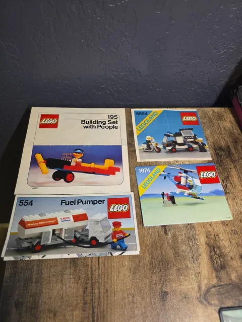 Lot Of 4 Vintage 1980s Lego Legoland Vehicle Manuals Only (6684, 1974, 195, 554)