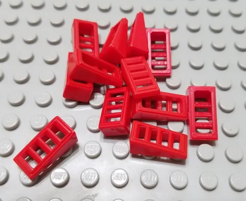 LEGO Lot of 12 Red 2x1x2/3 Slotted Grill Slope Pieces
