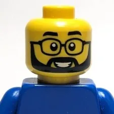 Lego - Minifigure Head - Black Beard, Glasses, Smile, Teeth