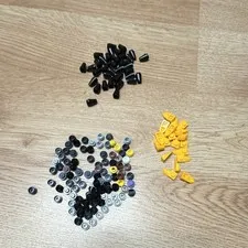 LEGO Multicolor Plastic Round Tiles, Yellow Wedges & Black Cones Parts Lot
