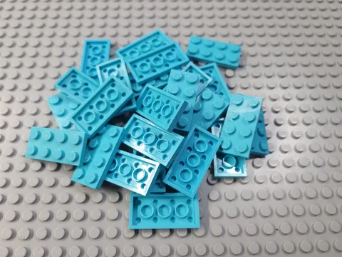 LEGO Lot of 25 Medium Azure 2x4 Building Plate Pieces