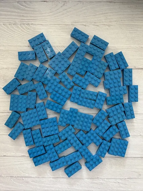 LEGO DARK AZURE BLUE LOT 80 PCS 2X4 BRICK AZUR VARIETY BUILDING PIECES