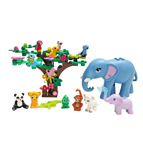 LEGO Safari Zoo Wildlife Animal Lot Elephant Monkey Panda Bird MOC Diorama Scene
