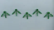 LEGO x 5 Green Plant Brick, Round 1 x 1 with 3 Bamboo Leaves 30176