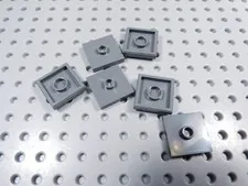 LEGO Lot of 6 Dark Bluish Gray 2x2 Smooth Plates w/ Stud in Center BP