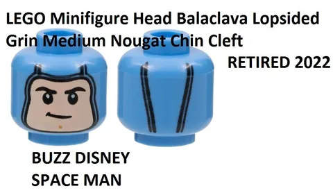 LEGO Minifigure Buzz Head Balaclava Lopsided Grin Medium Nougat Chin Cleft