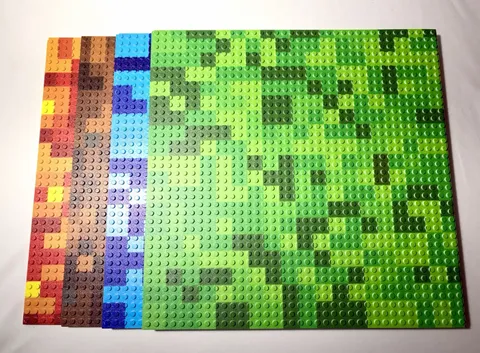 Lego Base Plates Lot of 4 12x12 Green, Blue, Orange, Brown