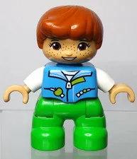 Lego Duplo Boy Kid Child Blue Vest Green Pants Freckles Toy Figure
