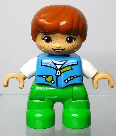 Lego Duplo Boy Kid Child Blue Vest Green Pants Freckles Toy Figure