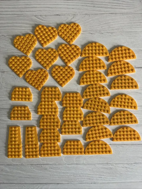 LEGO BRIGHT LIGHT ORANGE LOT 35 PCS 4X6 4X8 4X9 WEDGE ROUND HEART PLATE VARIETY
