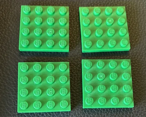 LEGO Parts Green Flat Plate 4 x 4 #3031 Lot of 4 Pieces