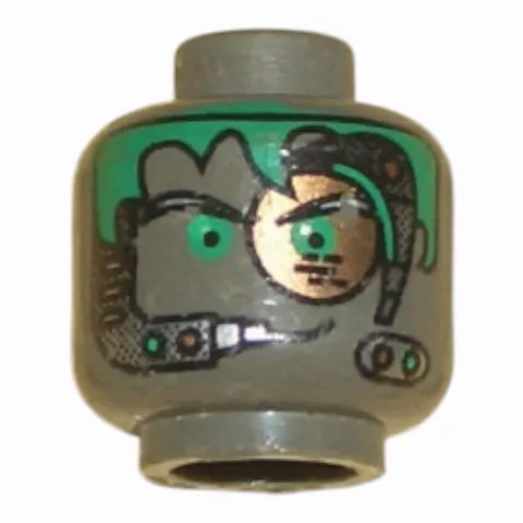 LEGO Minifigure, Head Alien with Green Hair, Copper Eyepiece