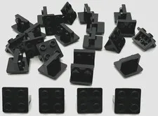 Lego 25 New Black Brackets 1 x 2 - 2 x 2 Centered Inverted Parts