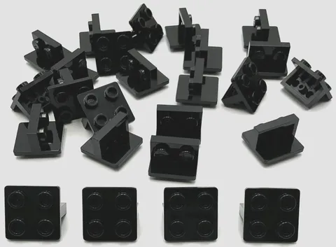 Lego 25 New Black Brackets 1 x 2 - 2 x 2 Centered Inverted Parts