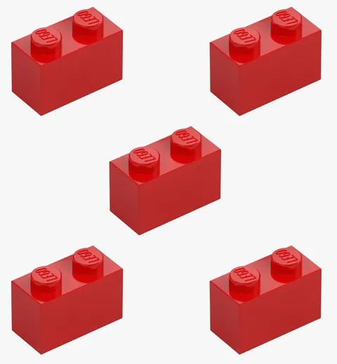 5 New LEGO Red 1x2 Bricks 3004 block castle city 2x1 building bock 300421