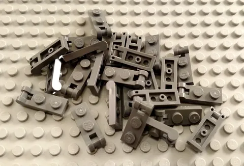 LEGO Lot of 25 Dark Bluish Gray 1x2 Bar End Plate Pieces