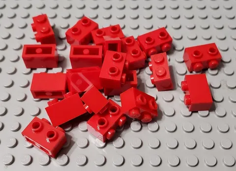 LEGO Lot of 20 Red 1x2 Creator Bricks with Studs on One Side