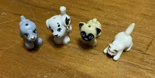 Lot 4 Lego Friends Replacement Figures Animals Dog Cat Dalmatian Pug Gray cookie