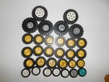 Vintage Lego Wheels with Split Axle Hole, Offset Tread Tires Lot