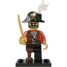 LEGO Series 8 PIRATE CAPTAIN MINIFIG SET 8833-15 sword red minifigure figure