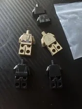 LEGO Minifigure Parts Lot - Black & Tan Torsos with Legs, 5 Pieces